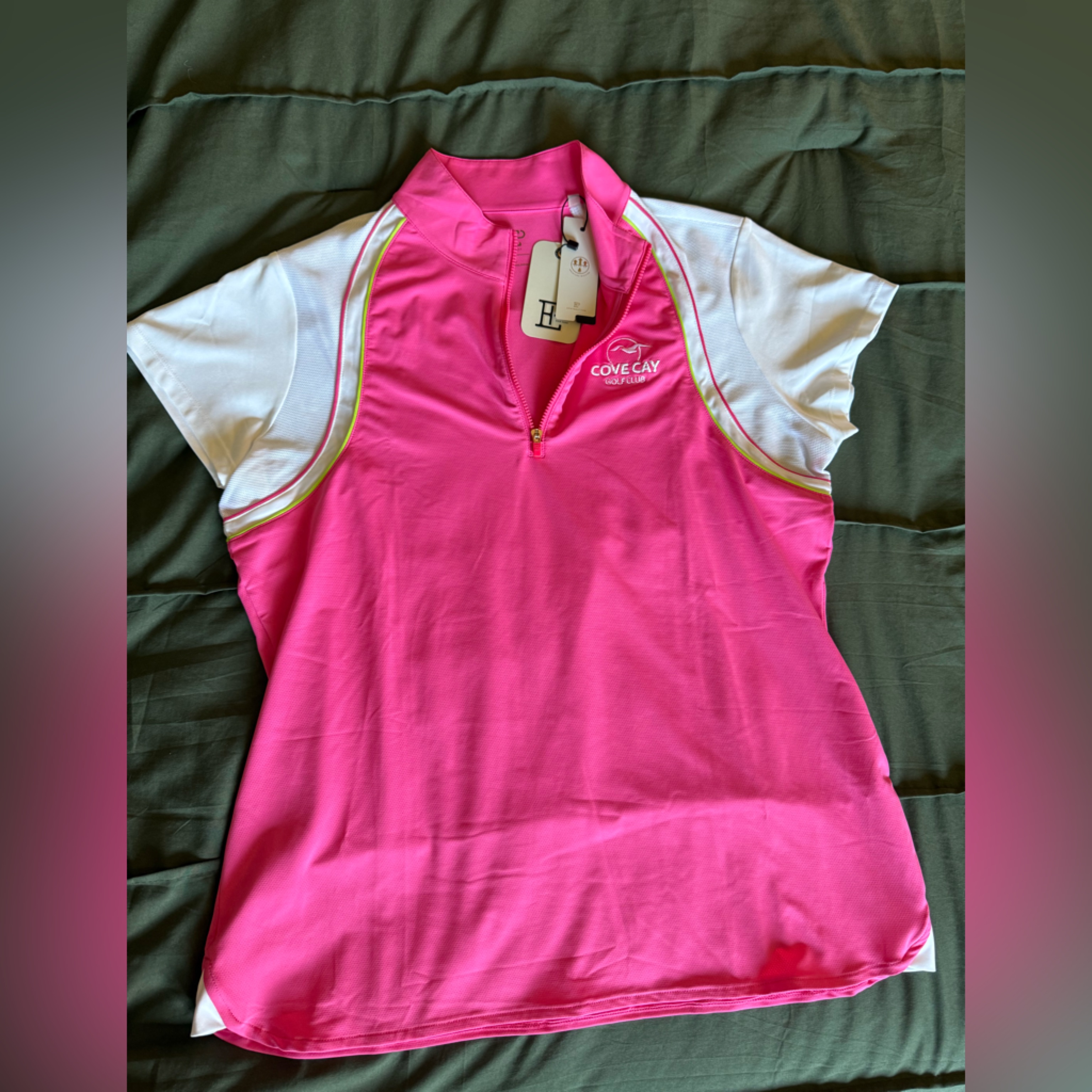 Ep Pink And White Uv Protection Golf Shirt Cove Cay Golf Club